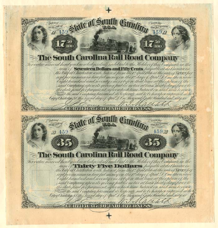 South Carolina Railroad Co. - Bond